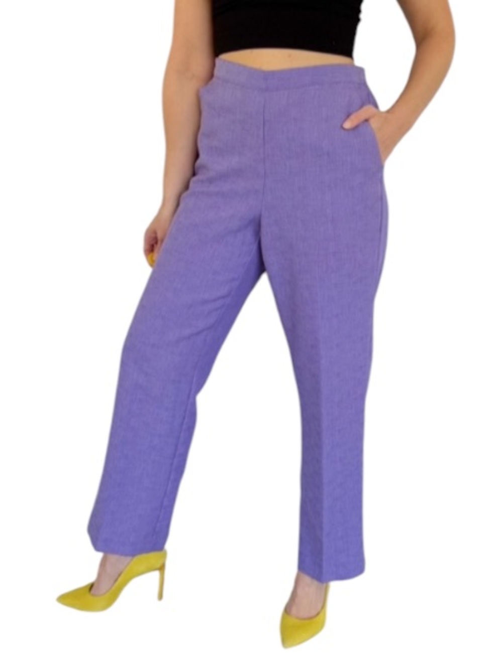Alfred Dunner Petite purple elastic waist straight leg casual trousers size 10P